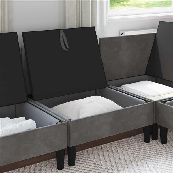 Grote foto vidaxl middelste bank met opbergruimte donkergrijs fluweel huis en inrichting bankstellen