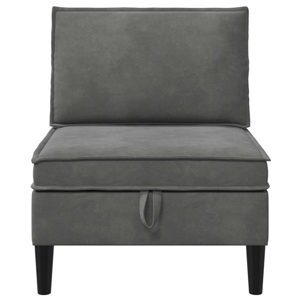 Grote foto vidaxl middelste bank met opbergruimte donkergrijs fluweel huis en inrichting bankstellen