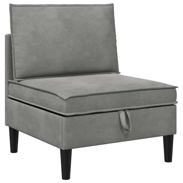 Grote foto vidaxl middelste bank met opbergruimte lichtgrijs fluweel huis en inrichting bankstellen