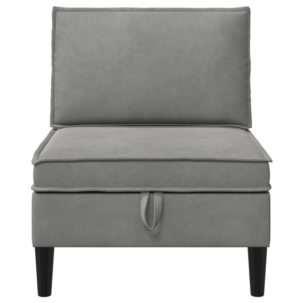 Grote foto vidaxl middelste bank met opbergruimte lichtgrijs fluweel huis en inrichting bankstellen