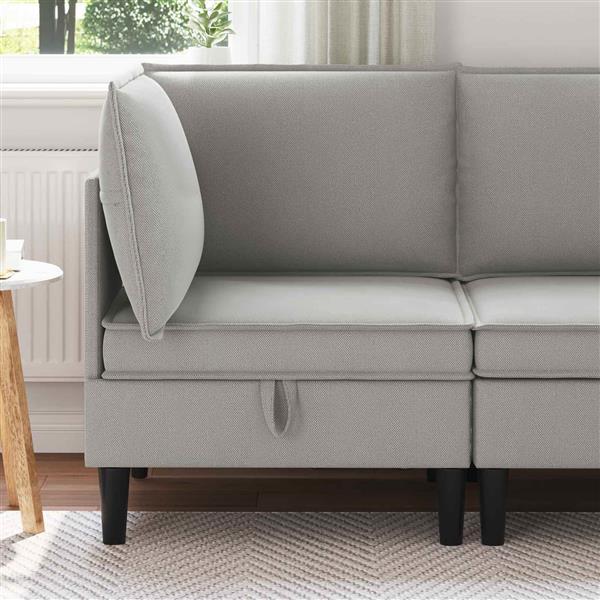 Grote foto vidaxl hoeksofa met opbergruimte lichtgrijs fluweel huis en inrichting bankstellen