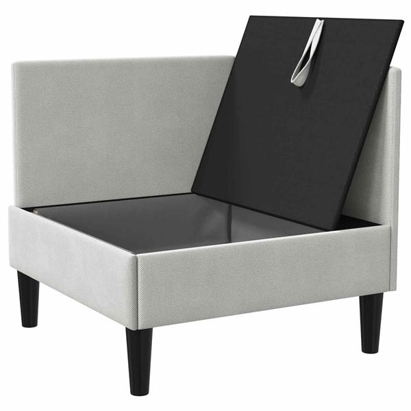 Grote foto vidaxl hoeksofa met opbergruimte lichtgrijs fluweel huis en inrichting bankstellen