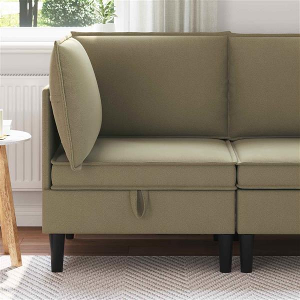 Grote foto vidaxl hoeksofa met opbergruimte kaki fluweel huis en inrichting bankstellen