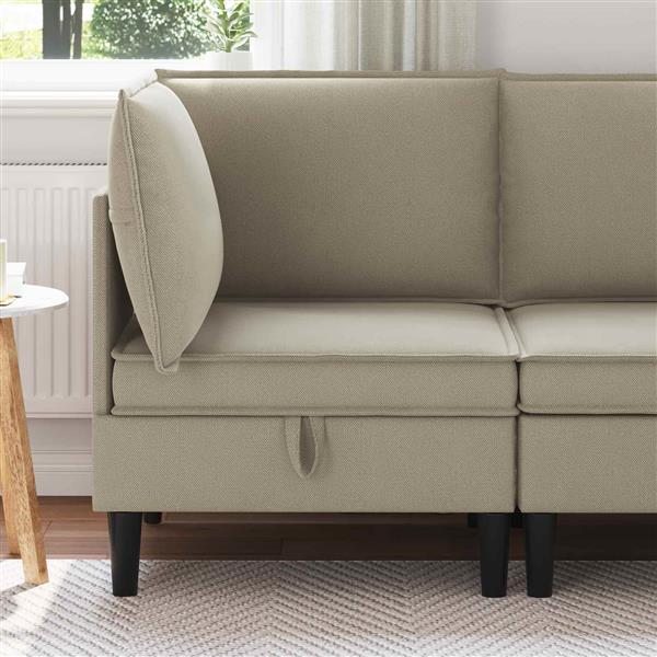 Grote foto vidaxl hoeksofa met opbergruimte zand fluweel huis en inrichting bankstellen