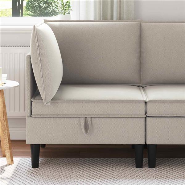 Grote foto vidaxl hoeksofa met opbergruimte havermout fluweel huis en inrichting bankstellen