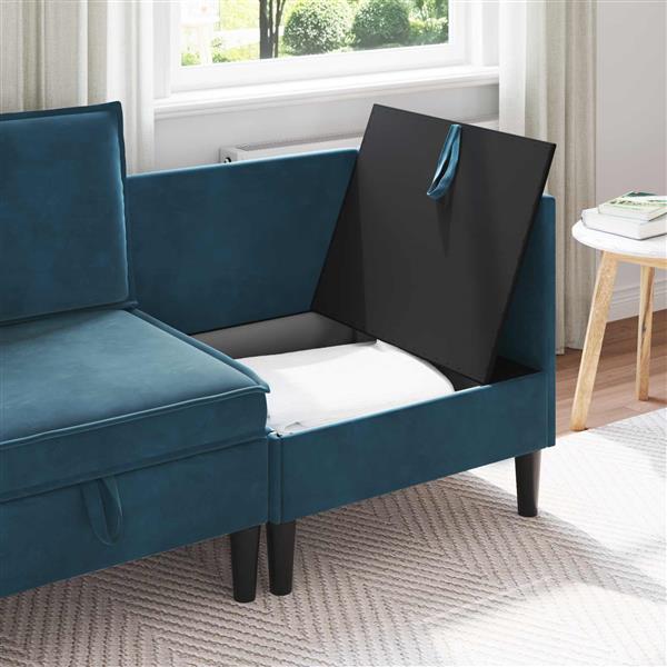 Grote foto vidaxl bank met opslag blauw fluweel huis en inrichting bankstellen