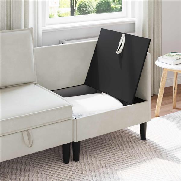 Grote foto vidaxl bank met opslag cr mekleurig fluweel huis en inrichting bankstellen