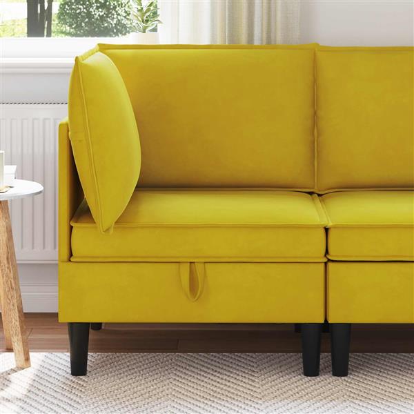 Grote foto vidaxl bank met opslag geel fluweel huis en inrichting bankstellen