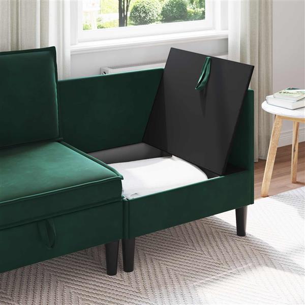 Grote foto vidaxl bank met opslag donkergroen fluweel huis en inrichting bankstellen