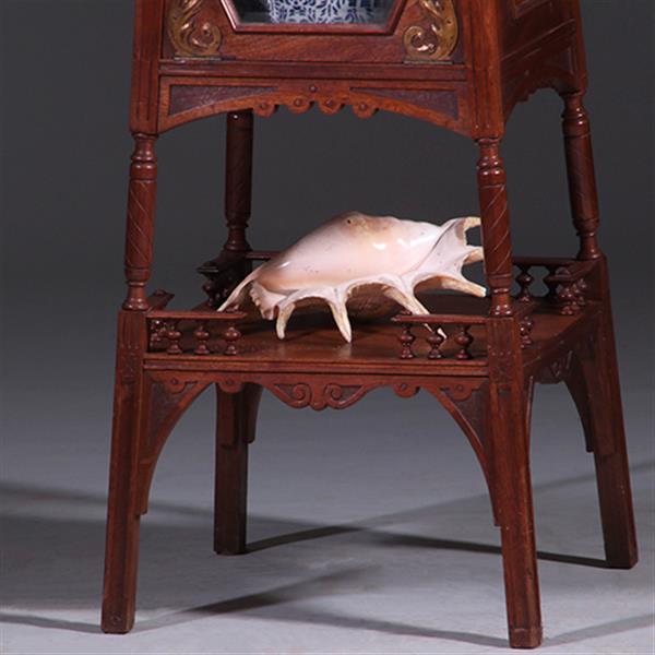 Grote foto uitzonderlijke etagere met vitrinekastje hollands ca 1890 notenhout no.400920 antiek en kunst stoelen en banken