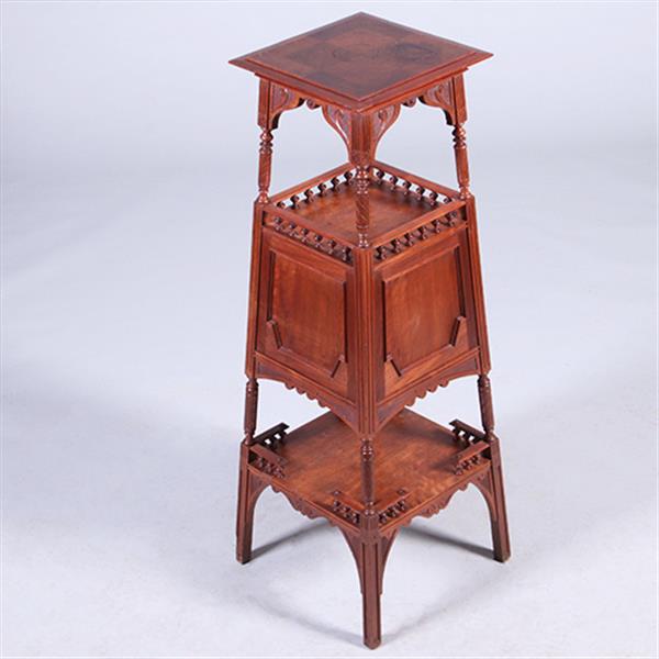 Grote foto uitzonderlijke etagere met vitrinekastje hollands ca 1890 notenhout no.400920 antiek en kunst stoelen en banken