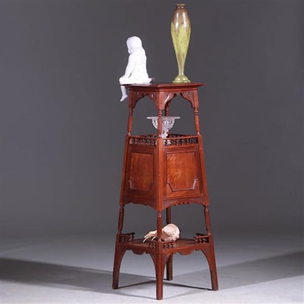 Grote foto uitzonderlijke etagere met vitrinekastje hollands ca 1890 notenhout no.400920 antiek en kunst stoelen en banken