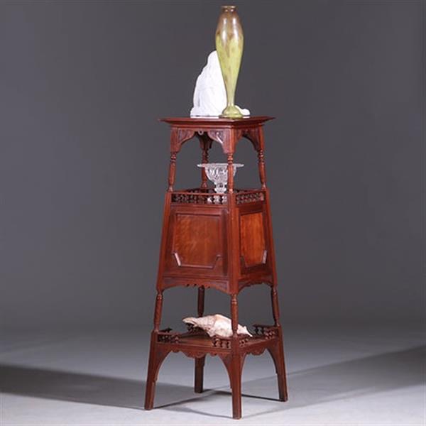 Grote foto uitzonderlijke etagere met vitrinekastje hollands ca 1890 notenhout no.400920 antiek en kunst stoelen en banken