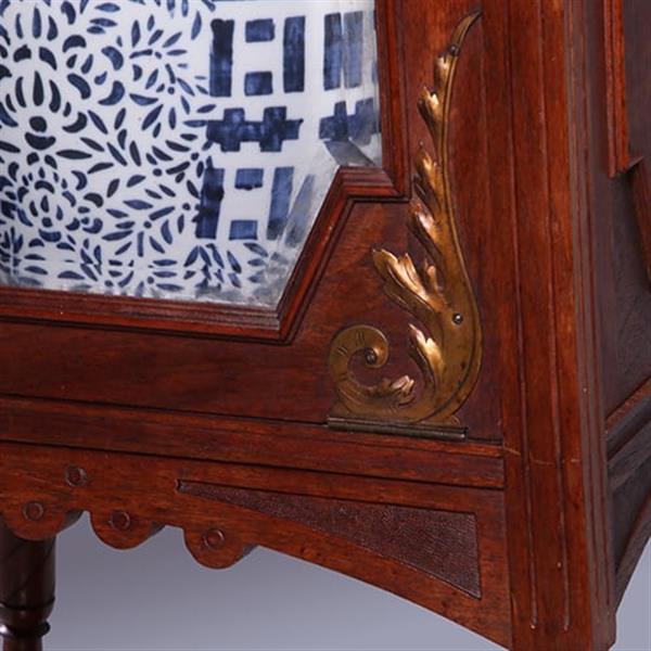 Grote foto uitzonderlijke etagere met vitrinekastje hollands ca 1890 notenhout no.400920 antiek en kunst stoelen en banken