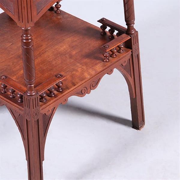 Grote foto uitzonderlijke etagere met vitrinekastje hollands ca 1890 notenhout no.400920 antiek en kunst stoelen en banken