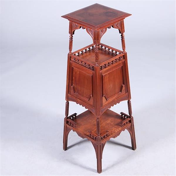 Grote foto uitzonderlijke etagere met vitrinekastje hollands ca 1890 notenhout no.400920 antiek en kunst stoelen en banken