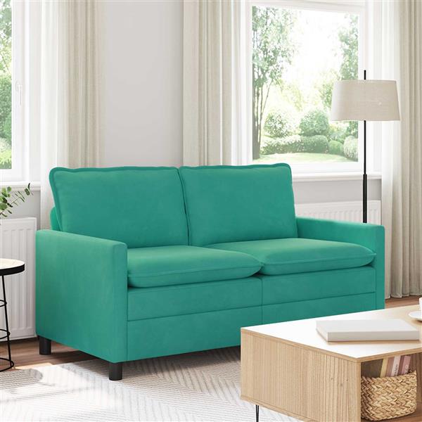 Grote foto vidaxl bank turquoise 156 x 81 x 87 5 cm fluweel huis en inrichting bankstellen