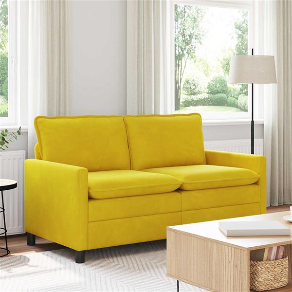 Grote foto vidaxl bank geel 156 x 81 x 87 5 cm fluweel huis en inrichting bankstellen