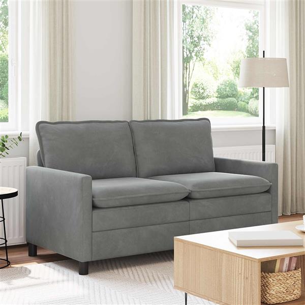 Grote foto vidaxl bank donkergrijs 156 x 81 x 87 5 cm fluweel huis en inrichting bankstellen