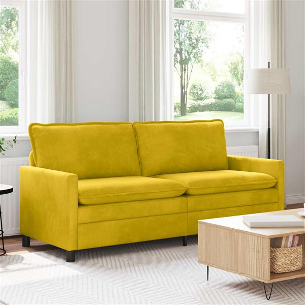 Grote foto vidaxl bank geel 196 x 81 x 87 5 cm fluweel huis en inrichting bankstellen
