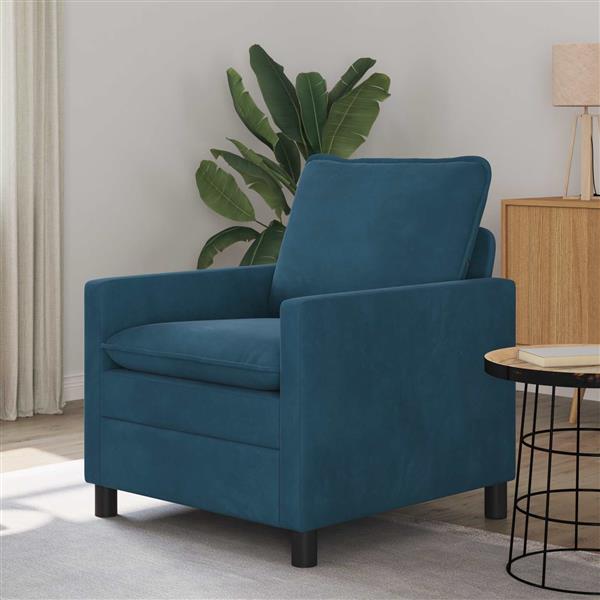 Grote foto vidaxl bank blauw 76 x 81 x 87 5 cm fluweel huis en inrichting bankstellen