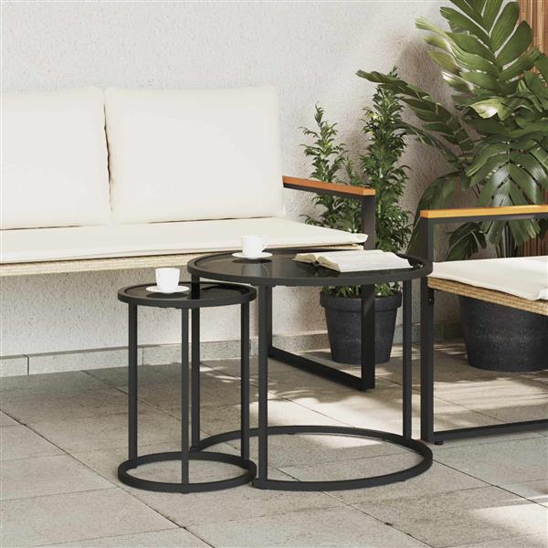 Grote foto vidaxl koffietafel set 2 pcs 55 x 55 x 45 cm staal huis en inrichting eettafels