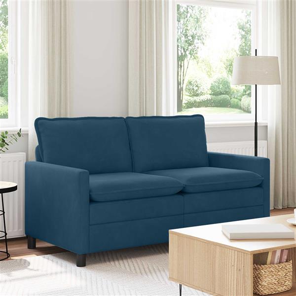 Grote foto vidaxl bank blauw 156 x 81 x 87 5 cm fluweel huis en inrichting bankstellen