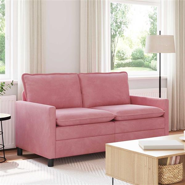 Grote foto vidaxl bank roze 156 x 81 x 87 5 cm fluweel huis en inrichting bankstellen