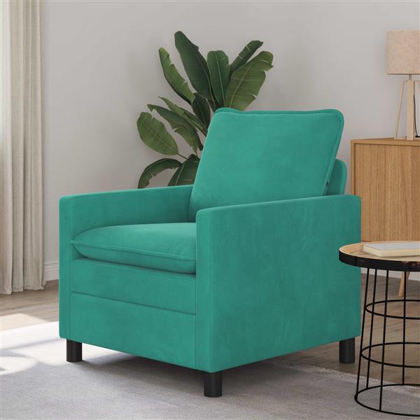 Grote foto vidaxl bank turquoise 76 x 81 x 87 5 cm fluweel huis en inrichting bankstellen