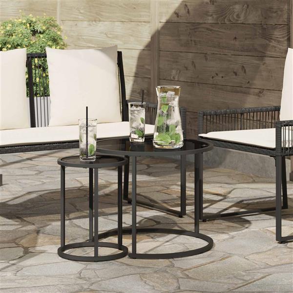 Grote foto vidaxl koffietafel set 2 pcs 55 x 55 x 45 cm staal huis en inrichting eettafels