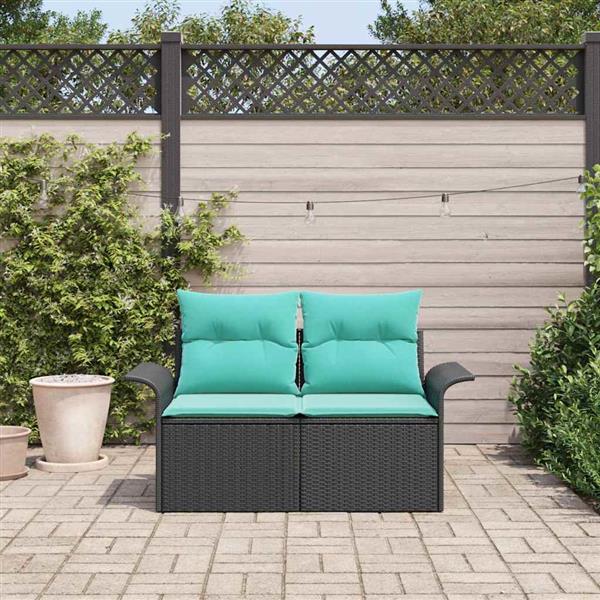 Grote foto vidaxl tuinbank met kussen met opslag 141 x 62 x 69 cm poly rattan tuin en terras tuinmeubelen