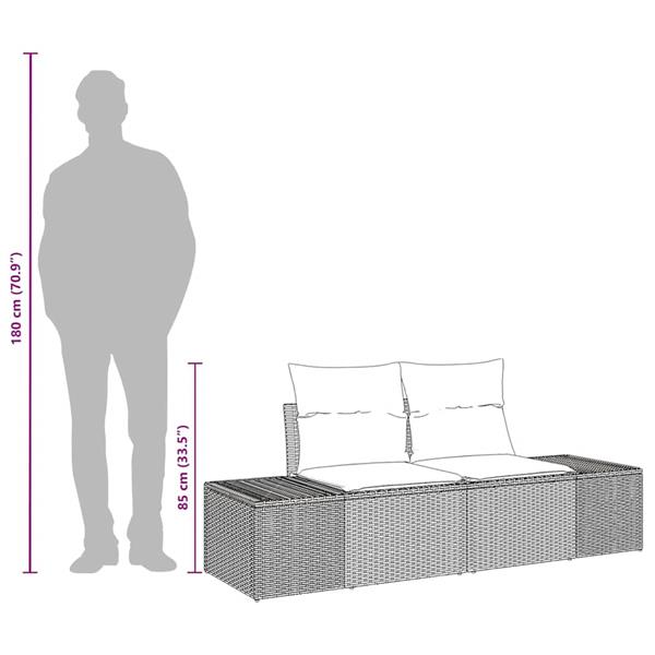 Grote foto vidaxl tuinbank met kussen 184 x 62 x 69 cm poly rattan tuin en terras tuinmeubelen