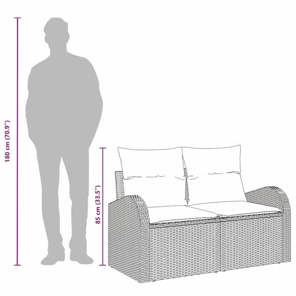 Grote foto vidaxl tuinbank bruin 124 x 62 x 85 cm poly rattan tuin en terras tuinmeubelen