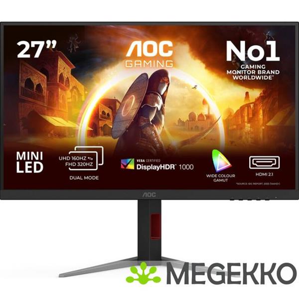 Grote foto aoc g4 u27g4xm 27 4k 160hz fhd 320hz miniled monitor computers en software overige computers en software