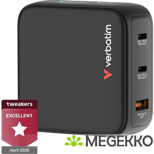 Grote foto verbatim mini gan oplader 100w met display computers en software overige
