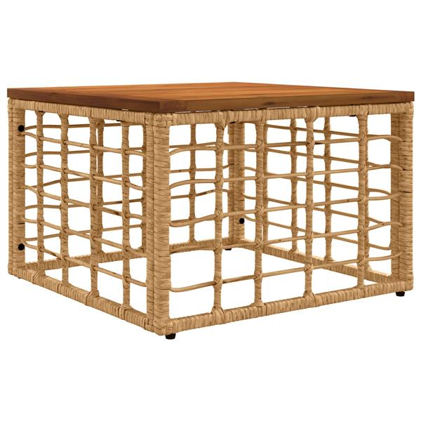 Grote foto vidaxl tuinstafel naturel 55 x 55 x 37 cm pe rattan en glas tuin en terras tuinmeubelen
