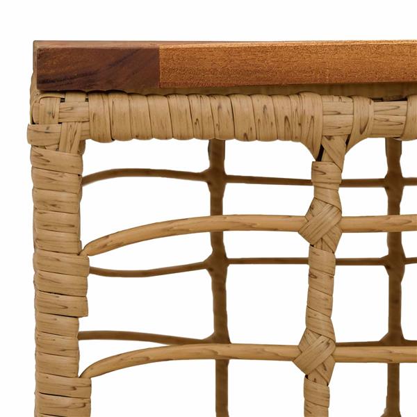 Grote foto vidaxl tuinstafel naturel 55 x 55 x 37 cm pe rattan en glas tuin en terras tuinmeubelen