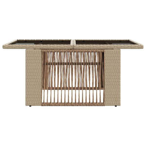 Grote foto vidaxl tuinstafel beige 100 x 55 x 37 cm pe rattan en glas tuin en terras tuinmeubelen