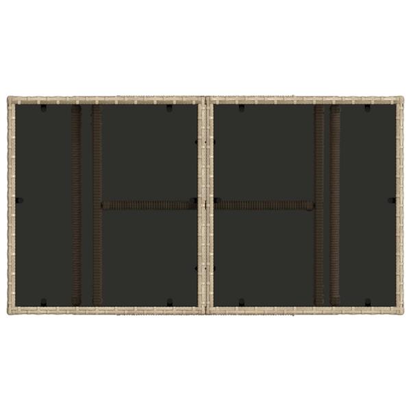 Grote foto vidaxl tuinstafel beige 100 x 55 x 37 cm pe rattan en glas tuin en terras tuinmeubelen