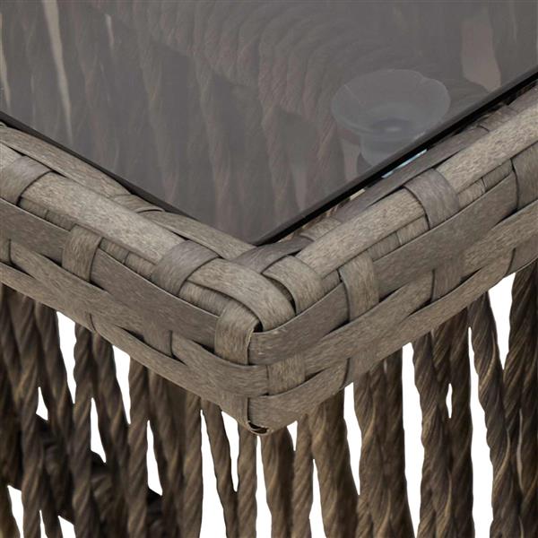 Grote foto vidaxl tuinstafel grijs 100 x 55 x 37 cm pe rattan en glas tuin en terras tuinmeubelen