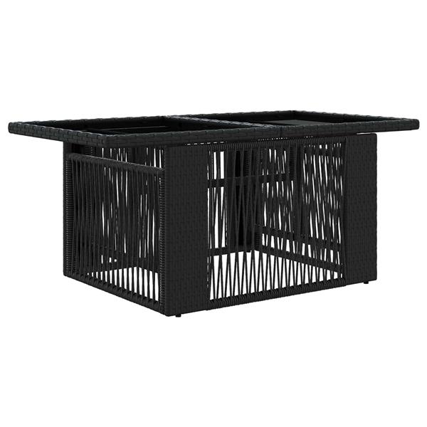 Grote foto vidaxl tuinstafel zwart 100 x 55 x 37 cm pe rattan en glas tuin en terras tuinmeubelen