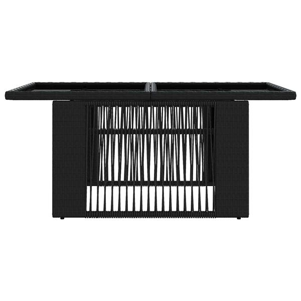Grote foto vidaxl tuinstafel zwart 100 x 55 x 37 cm pe rattan en glas tuin en terras tuinmeubelen