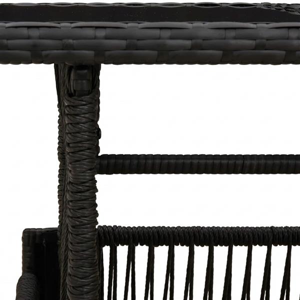 Grote foto vidaxl tuinstafel zwart 100 x 55 x 37 cm pe rattan en glas tuin en terras tuinmeubelen