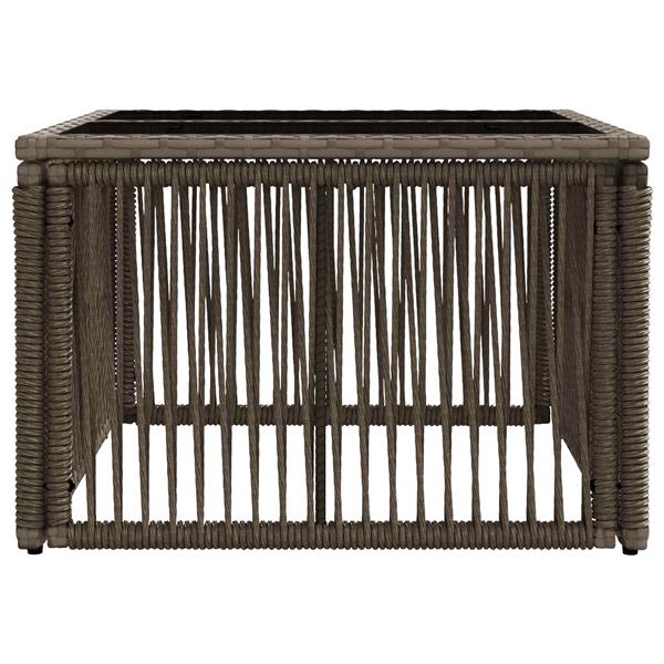 Grote foto vidaxl tuinstafel grijs en zwart 55 x 55 x 37 cm pe rattan en glas tuin en terras tuinmeubelen