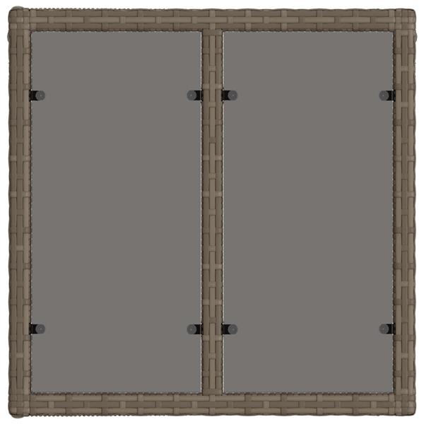 Grote foto vidaxl tuinstafel grijs en zwart 55 x 55 x 37 cm pe rattan en glas tuin en terras tuinmeubelen