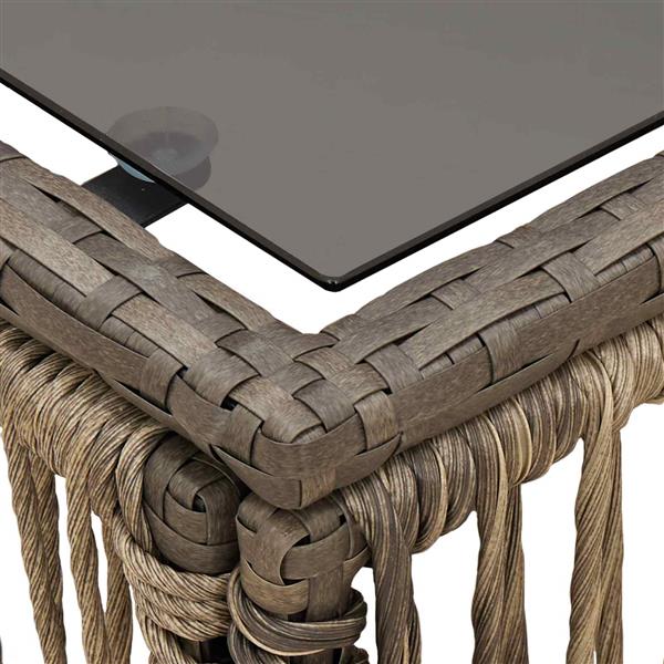 Grote foto vidaxl tuinstafel grijs en zwart 55 x 55 x 37 cm pe rattan en glas tuin en terras tuinmeubelen