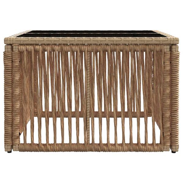 Grote foto vidaxl tuinstafel beige en zwart 55 x 55 x 37 cm pe rattan en glas tuin en terras tuinmeubelen