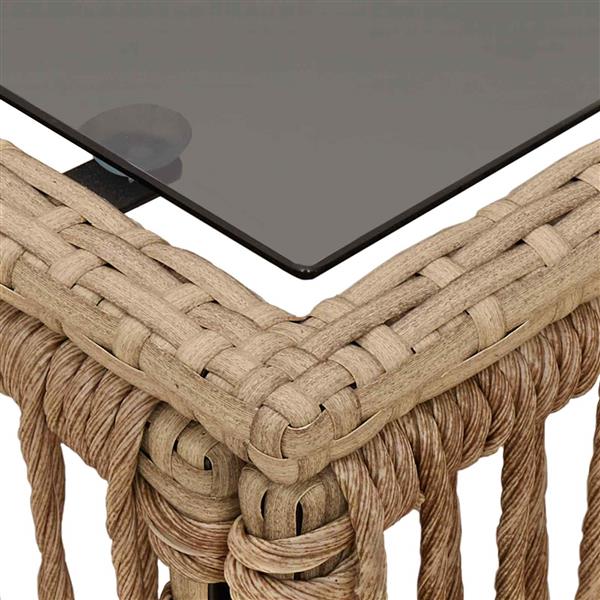 Grote foto vidaxl tuinstafel beige en zwart 55 x 55 x 37 cm pe rattan en glas tuin en terras tuinmeubelen