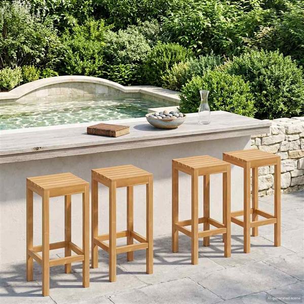 Grote foto vidaxl barkruk 4 pcs bruin massief teakhout tuin en terras tuinmeubelen