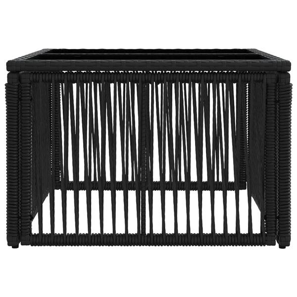 Grote foto vidaxl tuintafel zwart 55 x 55 x 37 cm pe rattan en glas tuin en terras tuinmeubelen
